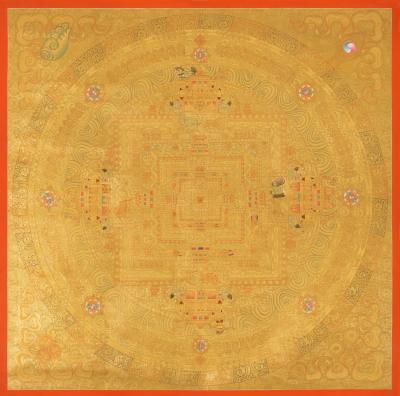 Full 24K Gold Style Kalachakra Mandala Tibetan Buddhist Style Thangka Art | Wall Hanging Decoration For Meditation And Yoga